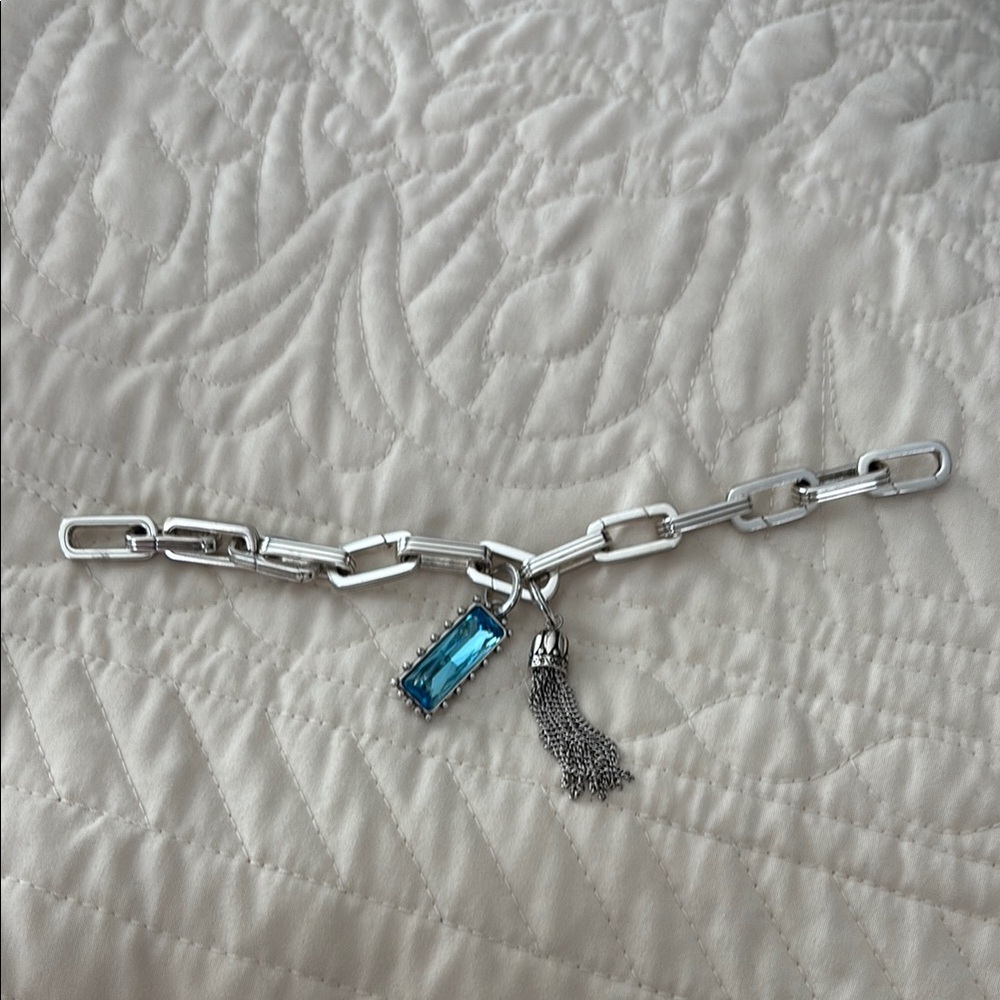 BRAND NEW BRIGHTON Silver Chain Bracelet with Blue Gem